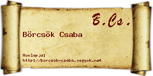 Börcsök Csaba névjegykártya